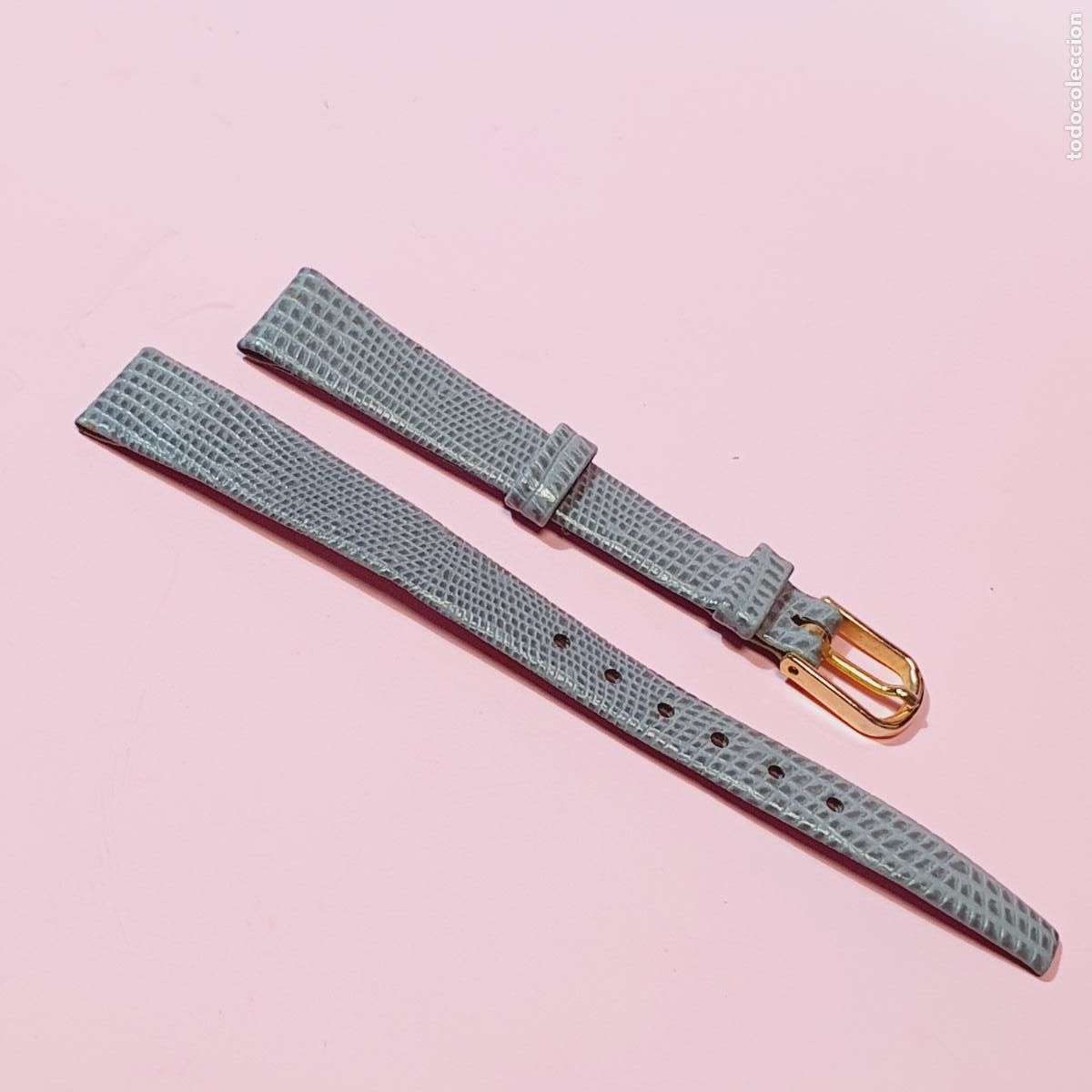 Recambios de relojes: correa-reloj-12 mm-piel genu&iacute;na- acabado lagarto-gris-nueva-ver fotograf&iacute;as.
