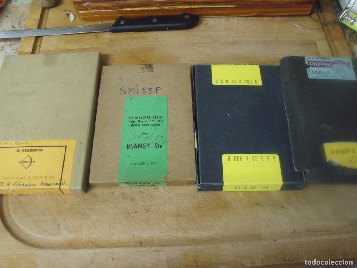 Recambios de relojes: 4 CAJAS MUELLES REALES A ESTRENAR PARA REPARACION RELOJES MECANICOS-LOTE 664