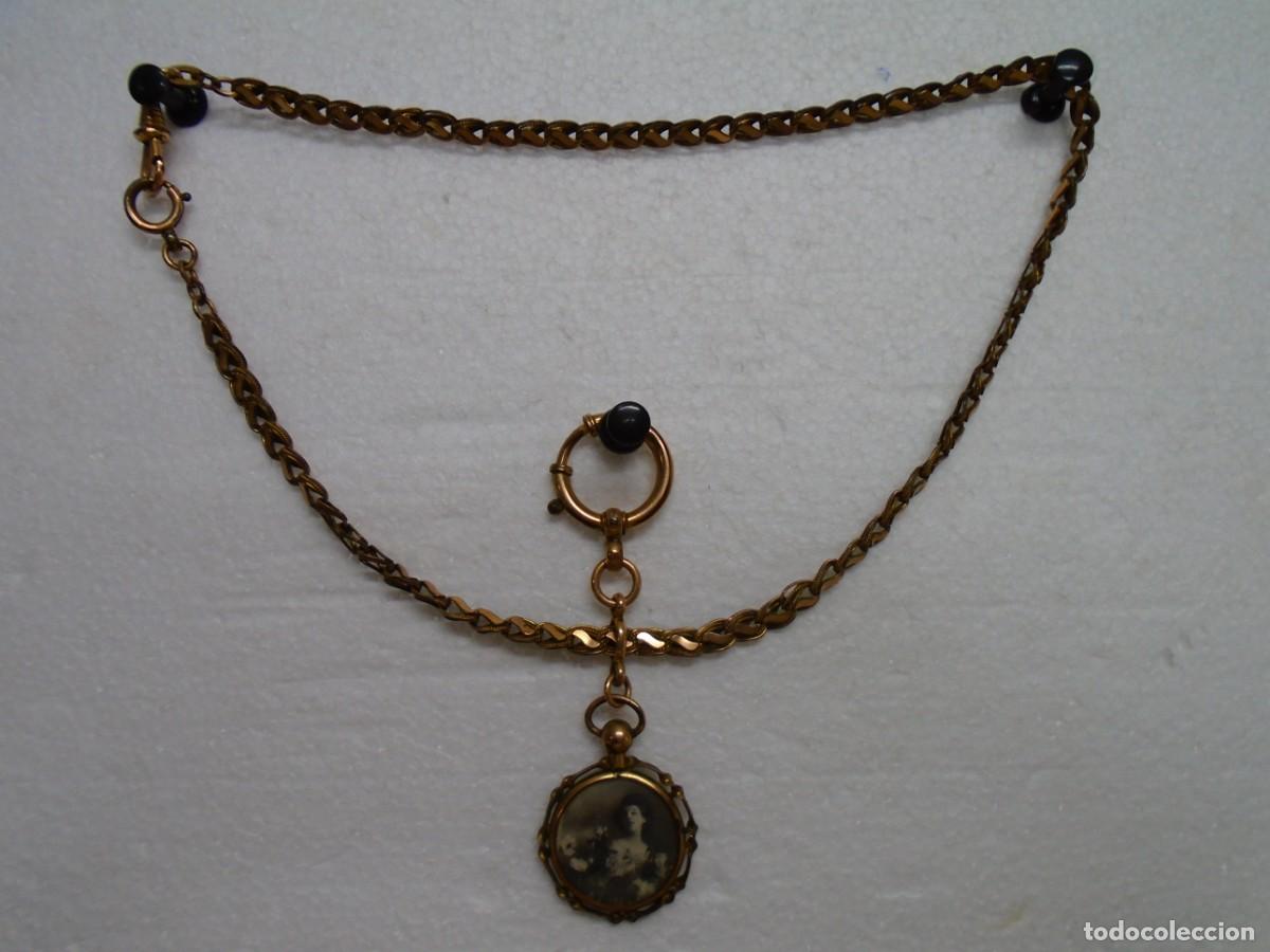 Recambios de relojes: LEONTINA O CADENA ANTIGUA PARA RELOJ DE BOLSILLO,CON COLGANTE PARA FOTO.S.XIX.