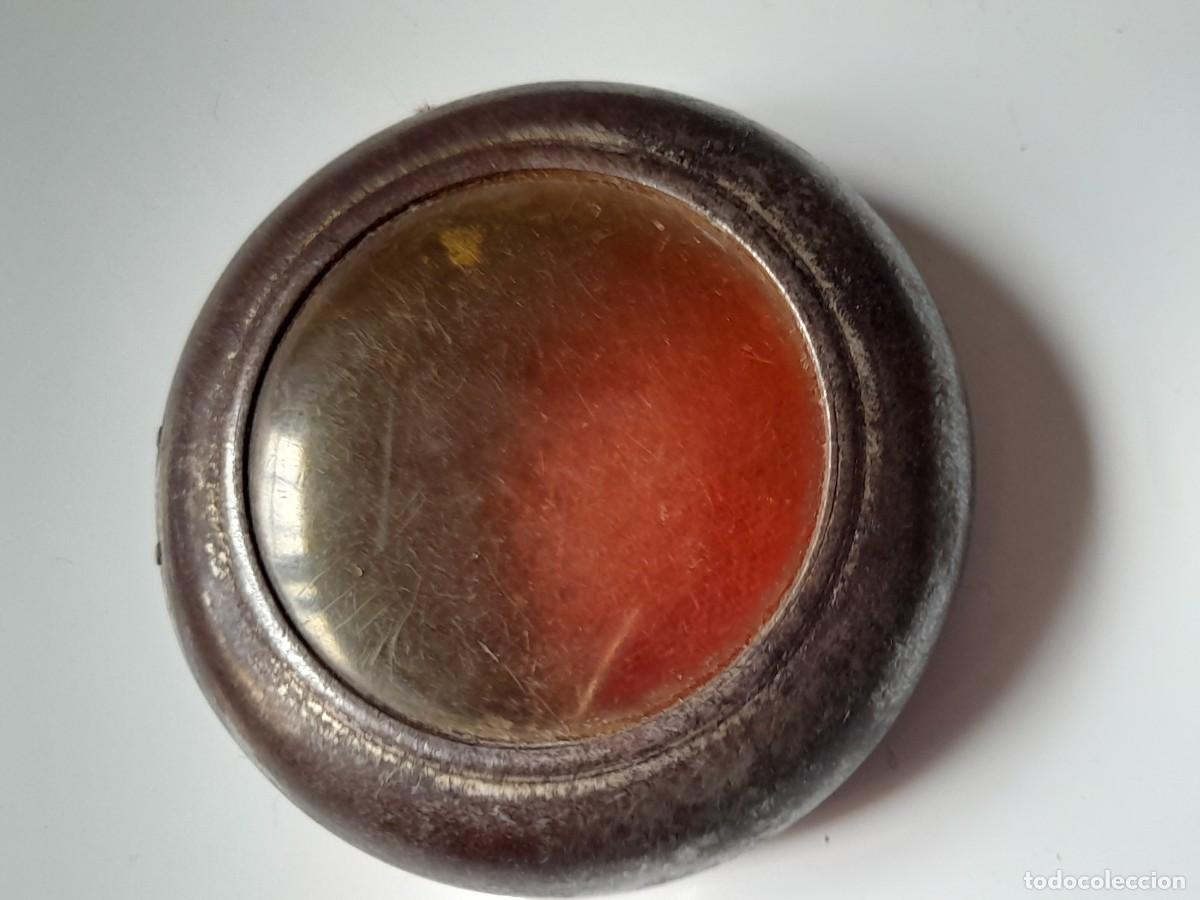 Recambios de relojes: Antigua Caja relojera de metal con la esfera de celuloide protectora de reloj de bolsillo