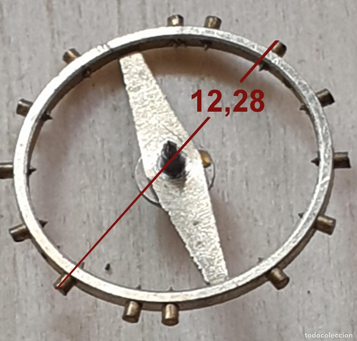 Recambios de relojes: Volante de Reloj Antiguo 12,28 mm con Eje Original &ndash; Calibre Desconocido &ndash; X