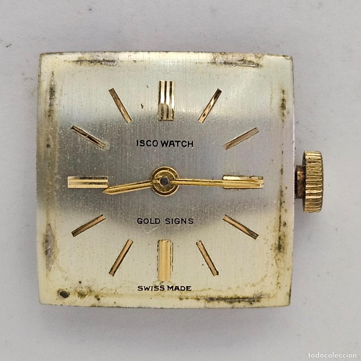 Recambios de relojes: MAQUINARIA RELOJ ISCO WATCH GOLD SIGNS-CALIBRE ETA 2487-17 JEWELS+ESFERA+AGUJAS+TIJA+CORONA. A&Ntilde;OS 60