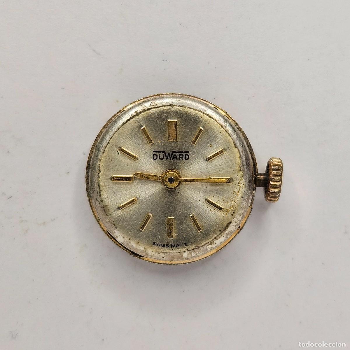 Recambios de relojes: MAQUINARIA RELOJ DUWARD-CALIBRE-ETA 2412-SWISS-17 JEWEL-ESFERA+AGUJAS+TIJA+CORONA+CRISTAL-A&Ntilde;OS 50-60