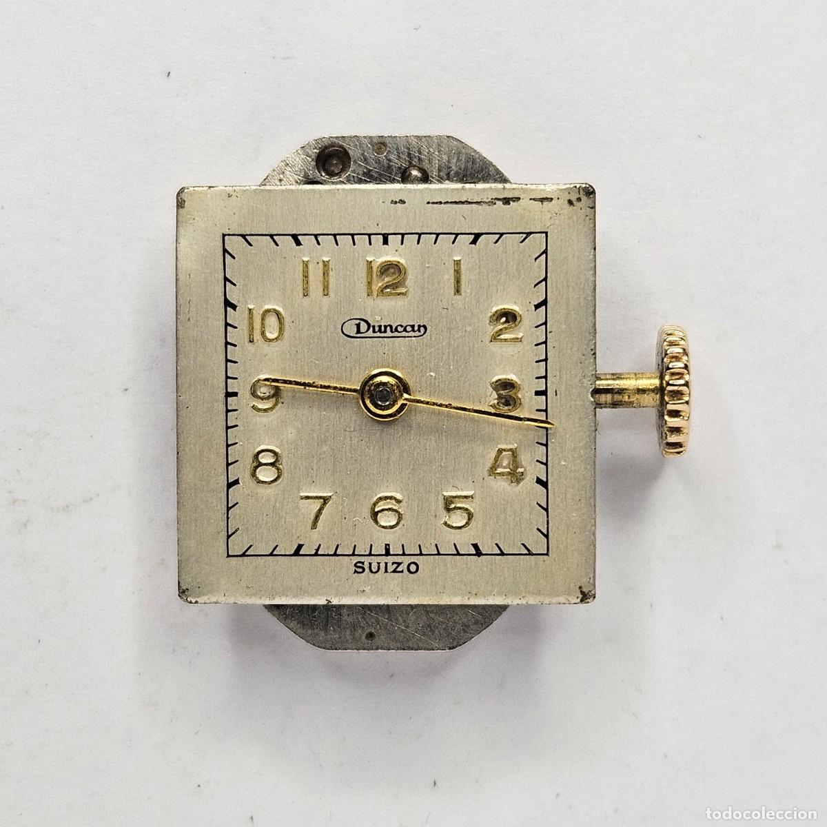 Recambios de relojes: MAQUINARIA RELOJ DUNCAN-CALIBRE 1201-ESFERA-AGUJAS-TIJA-CORONA-CRISTAL-SWISS-17 RUBIS. A&Ntilde;OS 40-50
