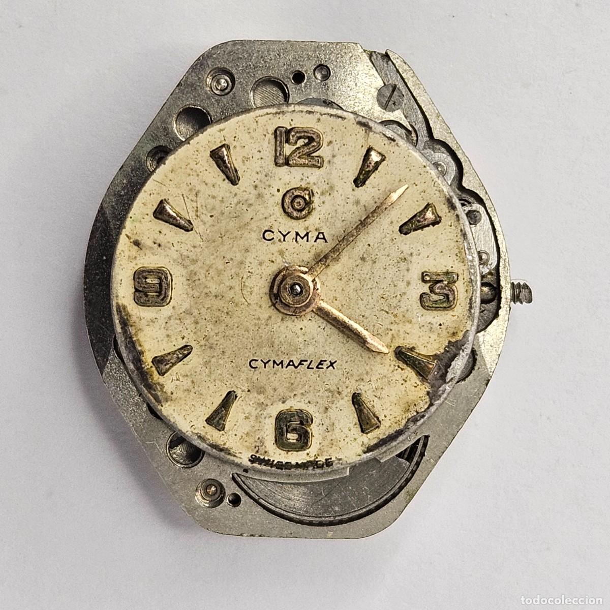 Recambios de relojes: MAQUINARIA RELOJ CYMA CYMAFLEX-CALIBRE 384K-ESFERA+AGUJAS-SWISS-15 JEWELS. A&Ntilde;OS 60
