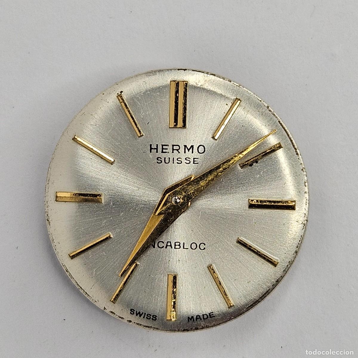 Recambios de relojes: MAQUINARIA RELOJ HERMO-SUISSE-CALIBRE F 4022-SWISS-17 JEWELS-ESFERA+AGUJAS. A&Ntilde;OS 60