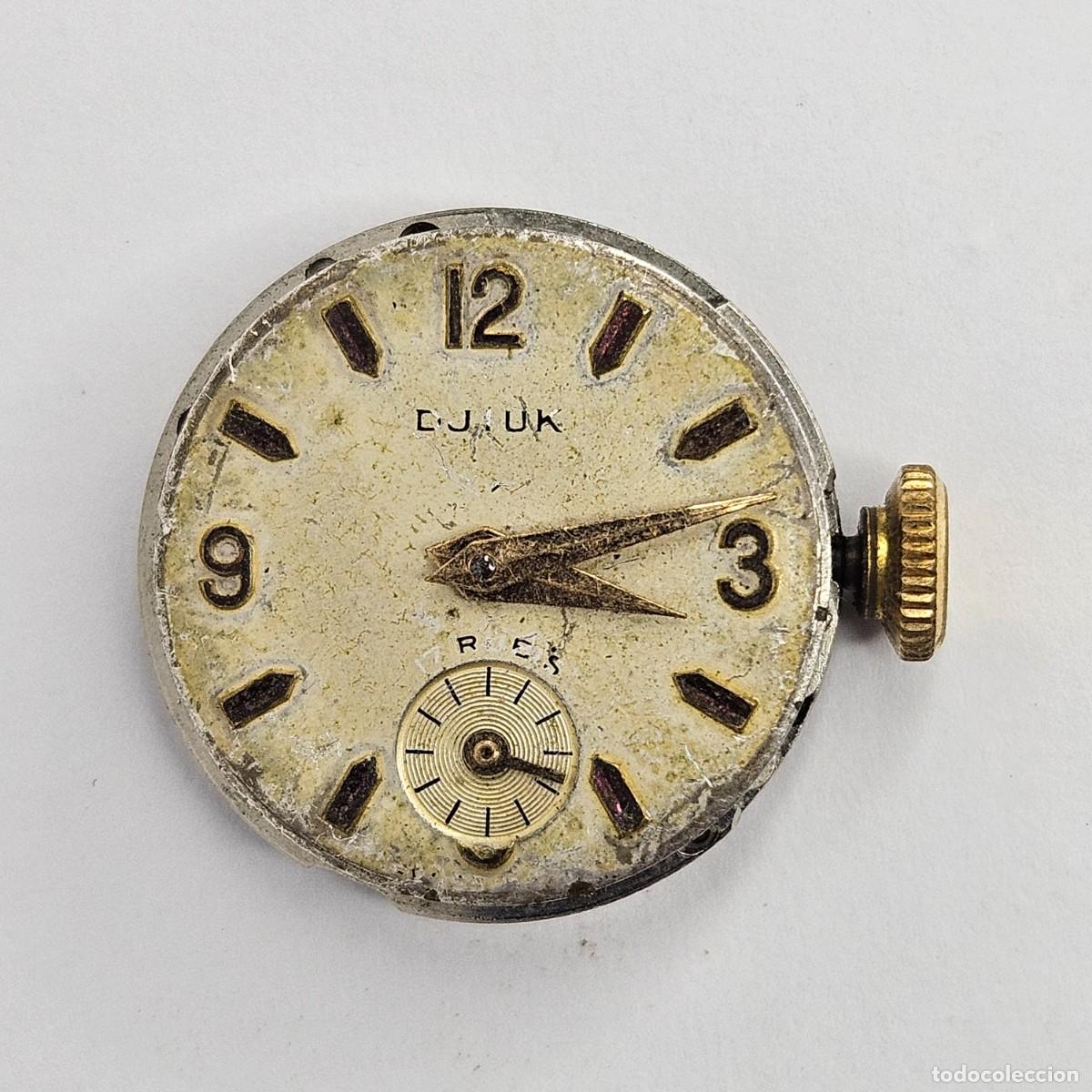Recambios de relojes: MAQUINARIA RELOJ DJIUK-CALIBRE-F 4022-AGUJAS-ESFERA-TIJA-CORONA-17 RUBI. A&Ntilde;OS 60