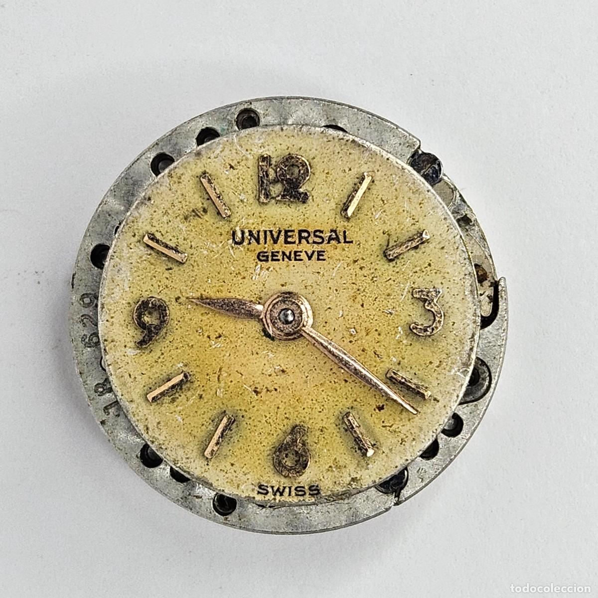 Recambios de relojes: MAQUINARIA RELOJ UNIVERSAL GENEVE-106U-CALIBRE-SWISS-ESFERA-AGUJAS. A&Ntilde;OS 50-60