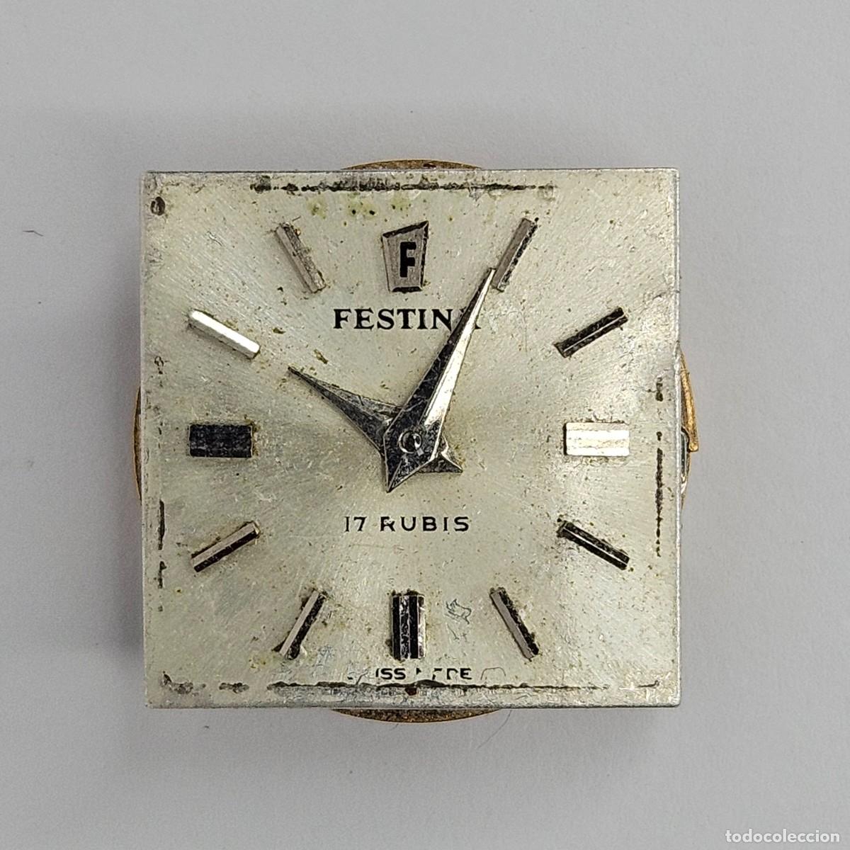 Recambios de relojes: MAQUINARIA RELOJ FESTINA-CALIBRE-2442-SWISS-ESFERA-AGUJAS-17 RUBIS. A&Ntilde;OS 50-60