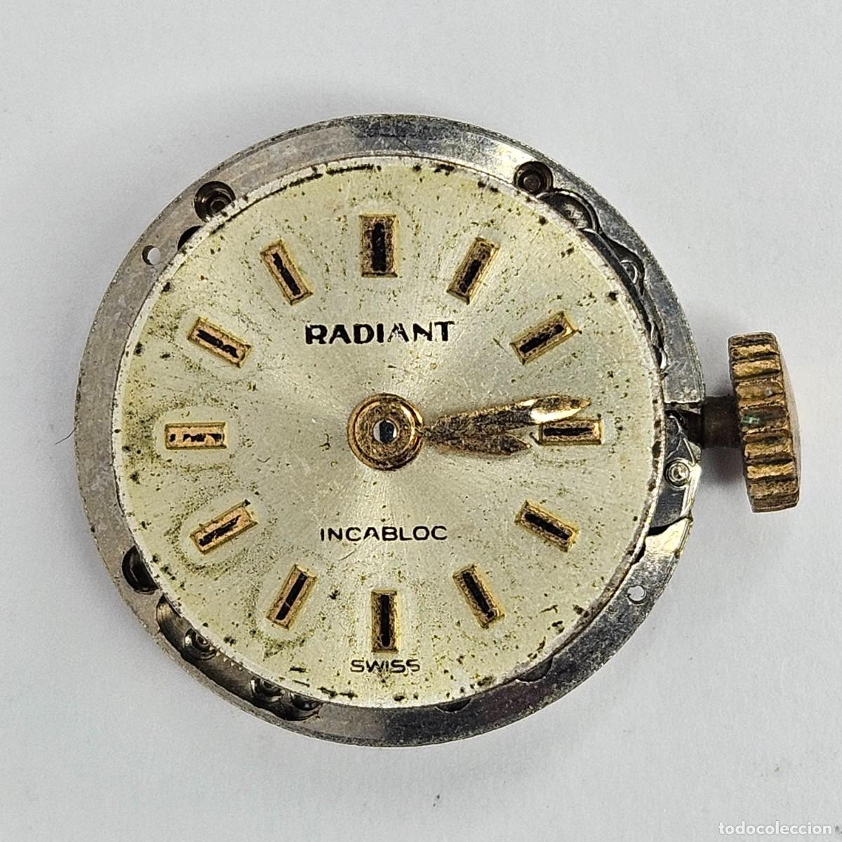 Recambios de relojes: MAQUINARIA RELOJ RADIANT-CALIBRE-ETA 2412-ESFERA-AGUJAS-TIJA-CORONA-17 JEWELS. A&Ntilde;OS 50-60