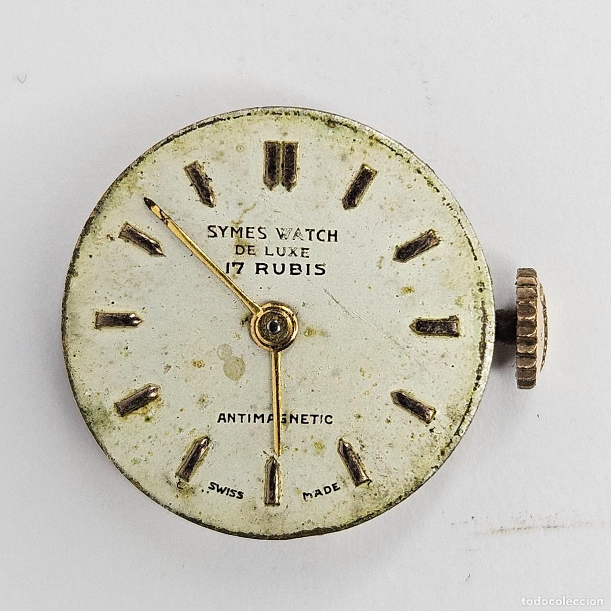 Recambios de relojes: MAQUINARIA RELOJ SYMES WATCH LUXE-CALIBRE-AS 1012-17 RUBIS-ESFERA-TIJA-CORONA-AGUJAS. A&Ntilde;OS 50
