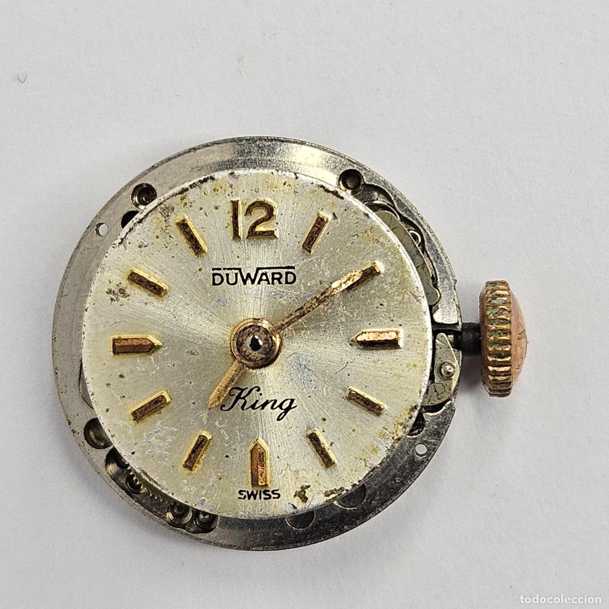 Recambios de relojes: MAQUINARIA RELOJ DUWARD KING 2417-CALIBRE-ETA 2412-ESFERA -AGUJAS-TIJA-CORONA-15 R. A&Ntilde;OS 50-60