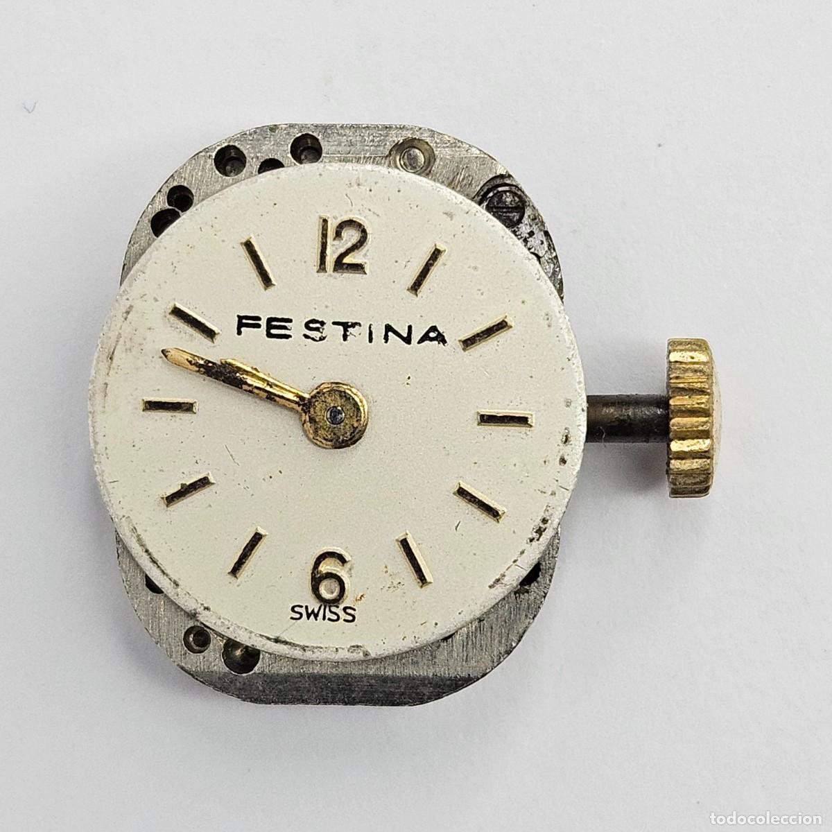 Recambios de relojes: MAQUINARIA RELOJ FESTINA-CALIBRE-AS 976-17 JEWELS-ESFERA-AGUJAS-TIJA-CORONA. A&Ntilde;OS 50-60