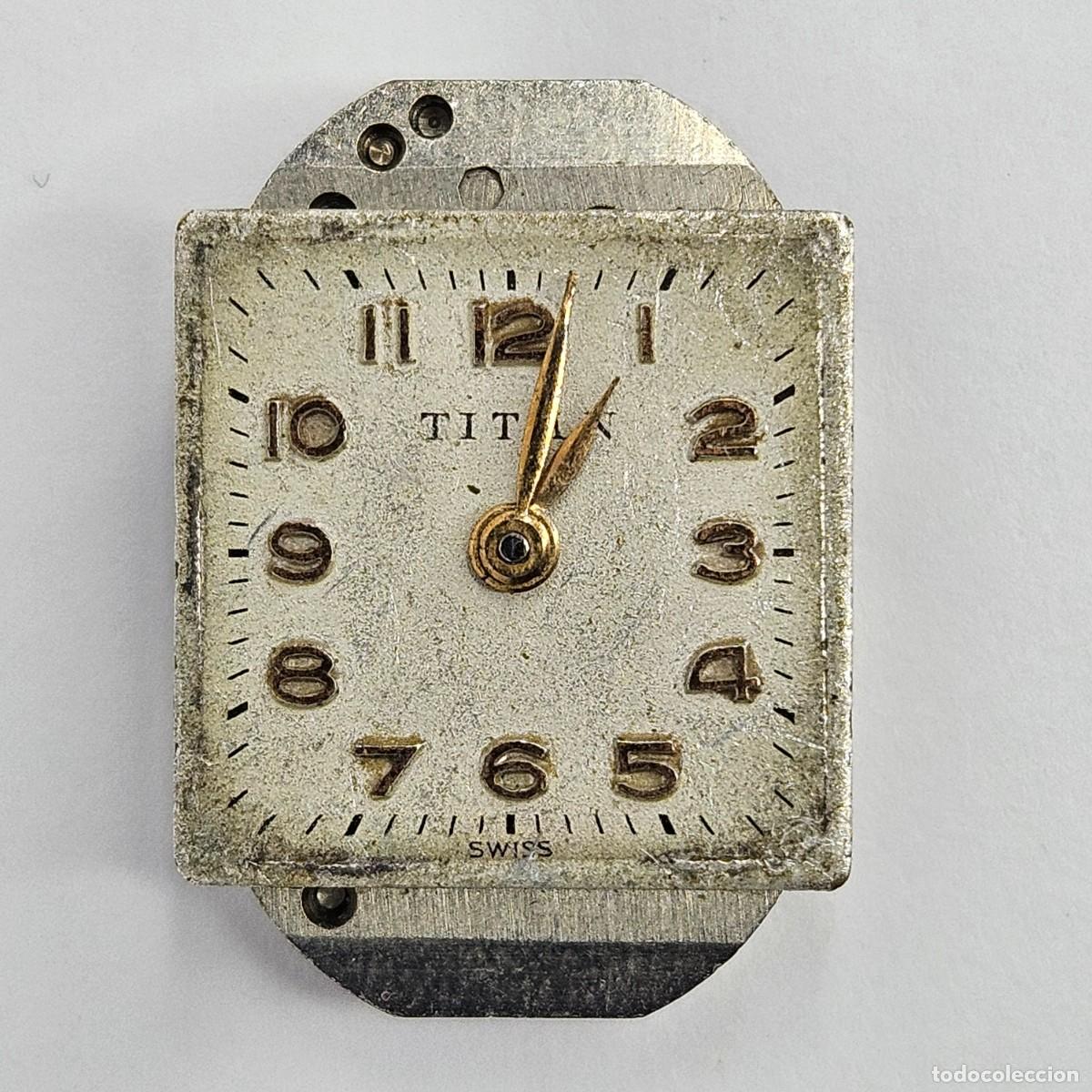 Recambios de relojes: MAQUINARIA RELOJ TITAN-CALIBRE UT (UNITAS) 521-SWISS-15 RUBIS-ESFERA CUADRADA-AGUJAS. A&Ntilde;OS 50