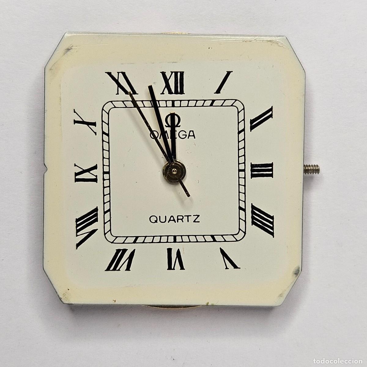 Recambios de relojes: MAQUINARIA RELOJ-OMEGA QUARTZ 1417-CALIBRE- SWISS-7 JEWELS-BATA-ESFERA+AGUJAS+CORONA+CRISTAL-A&Ntilde;OS 80