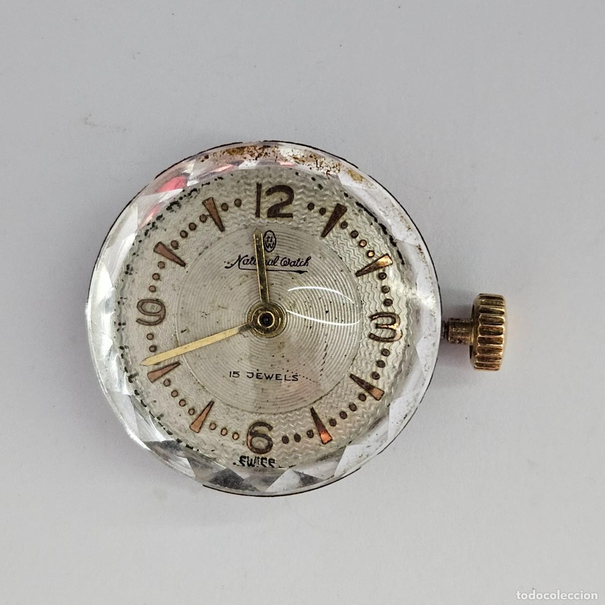 Recambios de relojes: MAQUINARIA RELOJ QUARTZ-NATIONAL WATCH-CALIBRE ETA 956 114-SWISS-ESFERA-AGUJAS-TIJA-CORONA-CRISTAL