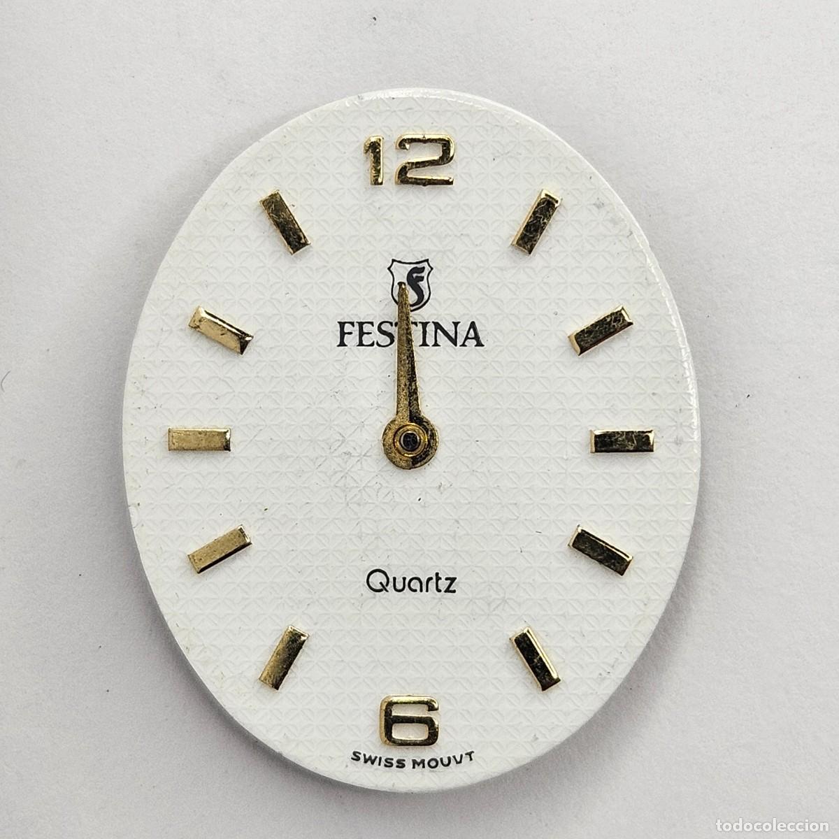 Recambios de relojes: MAQUINARIA RELOJ-FESTINA QUARTZ-CALIBRE-ETA 976.001-SWISS-ESFERA BLANCA TEXTURIZADA-6 JEWELS