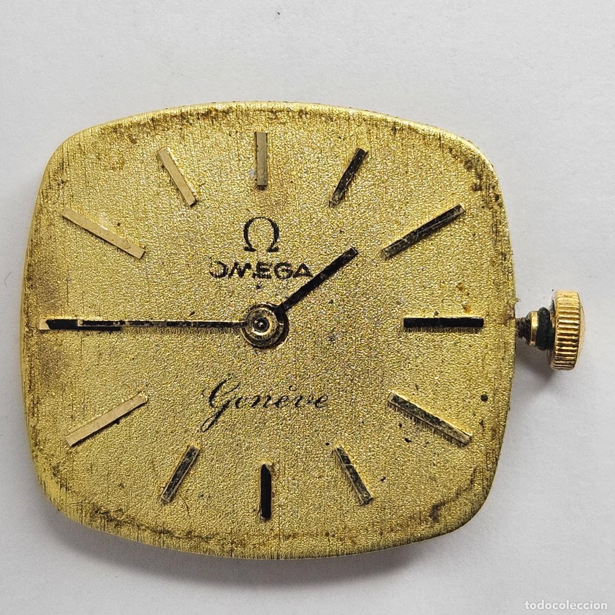 Recambios de relojes: MAQUINARIA RELOJ-OMEGA GENEVE QUARTZ-CALIBRE-ETA F03.111-ESFERA 21 X 19 MM. COLOR ORO-AGUJAS-A&Ntilde;OS 70