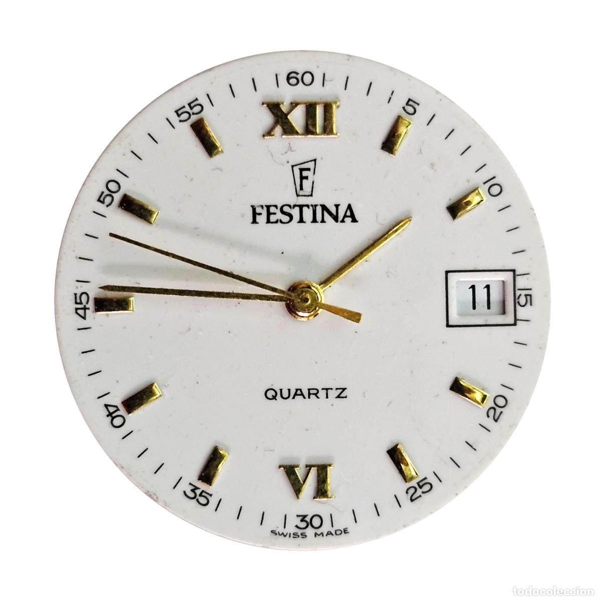 Recambios de relojes: MAQUINARIA RELOJ-FESTINA QUARTZ-CALIBRE-ETA 255.411-SWISS-CALENDARIO ESFERA-AGUJAS-6 JEWELS-HOMBRE