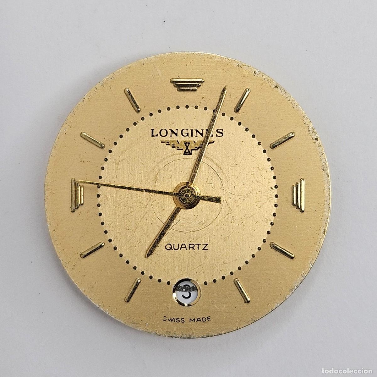 Recambios de relojes: MAQUINARIA RELOJ-LONGINES QUARTZ L.152.4-CALIBRE-ETA 256.111-SWISS-ESFERA DORADA-AGUJAS-CALENDARIO
