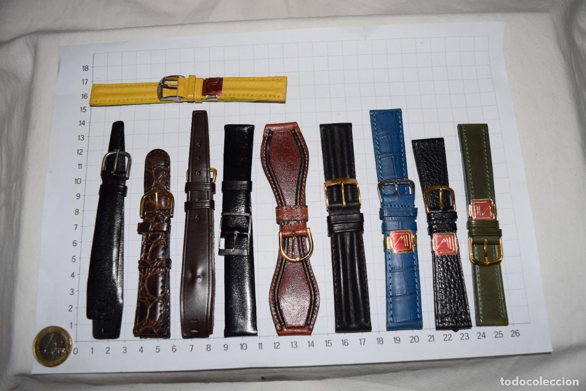 Recambios de relojes: VINTAGE - Lote 10 CORREAS diferentes, de piel, para relojes antiguos &iexcl;Mira fotos y detalles! Lote 01