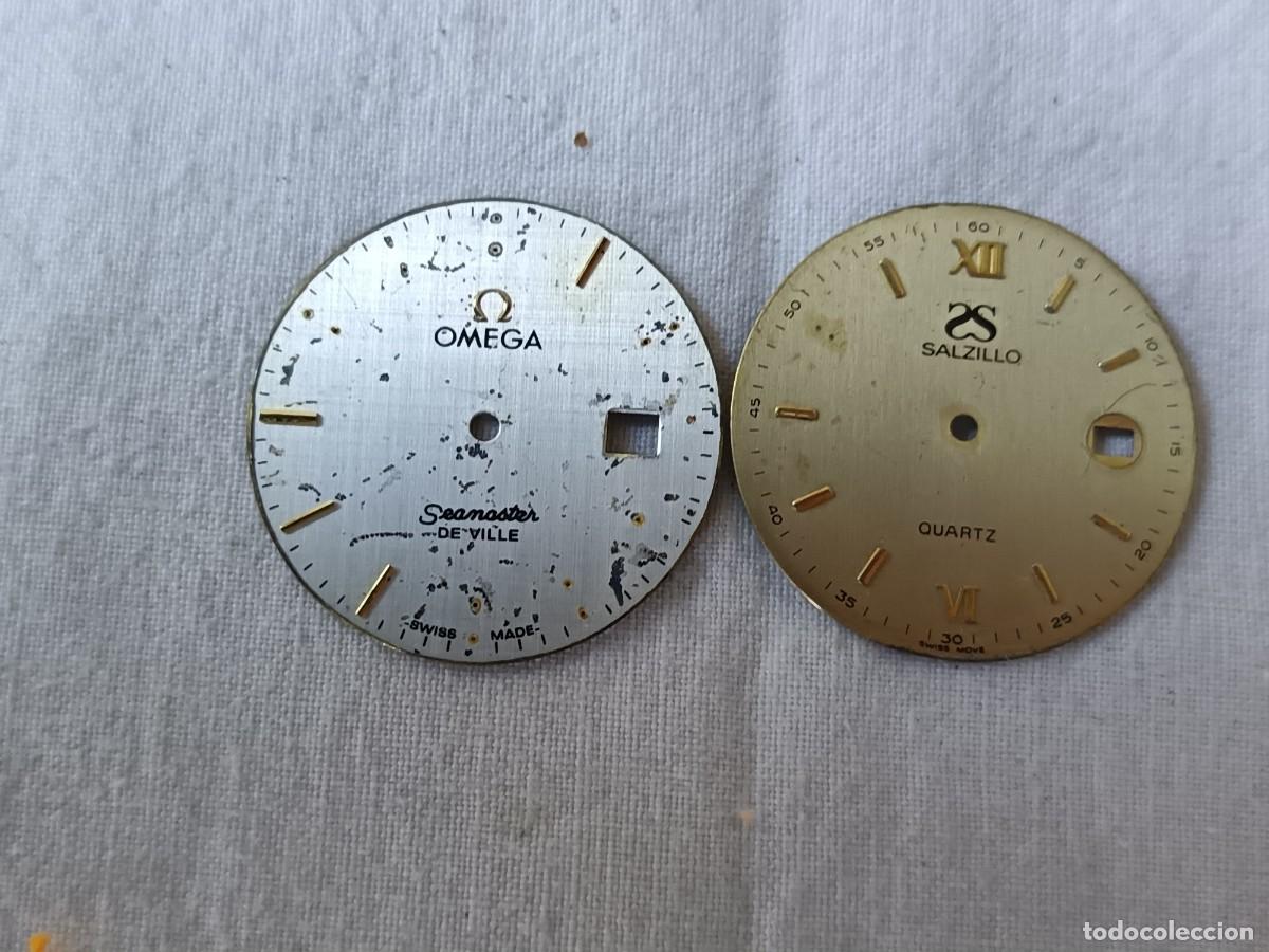Recambios de relojes: Lote de 2 frontales o esferas o similar de relojes antiguos, OMEGA Y SALZILLO