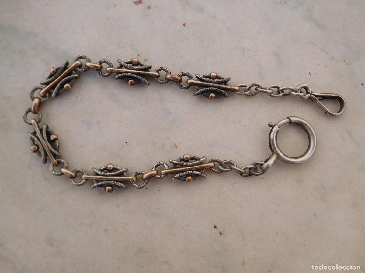 Recambios de relojes: Cadena antigua de plata para reloj de bolsillo