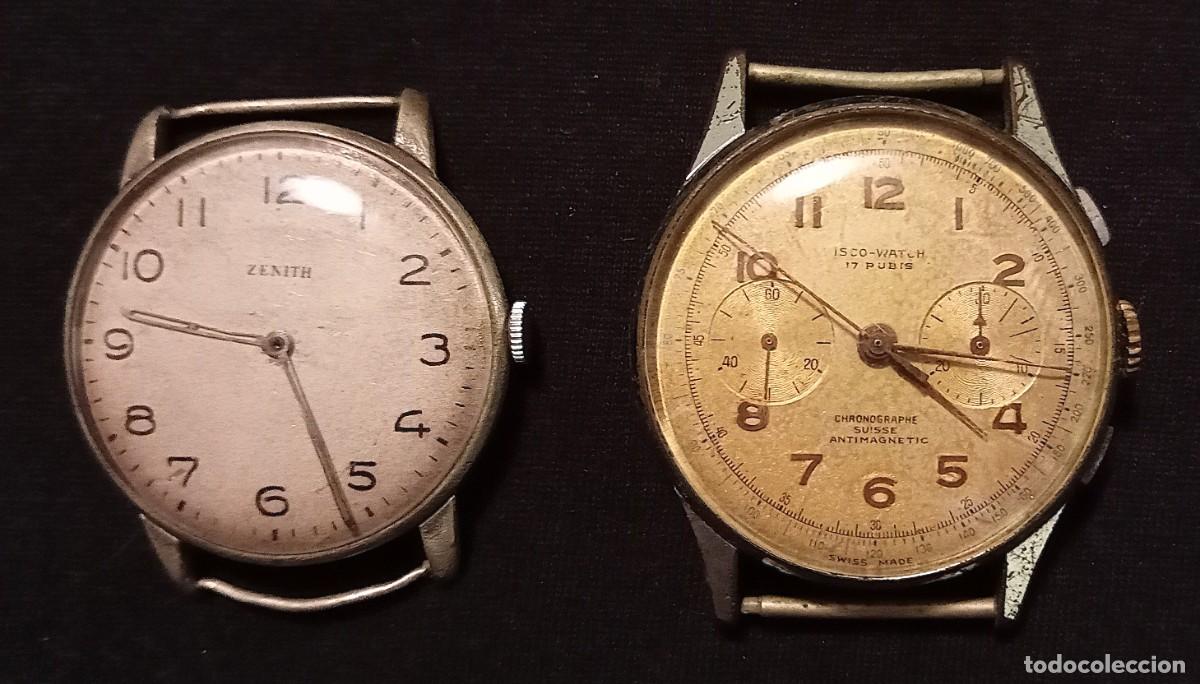 Recambios de relojes: Dos antiguos relojes de pulsera: isco watch y Zenith.