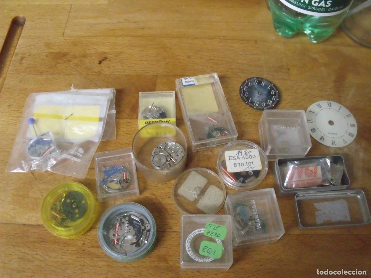Recambios de relojes: GRAN LOTE CON 15 CAJITAS CON MAQUINARIAS-PIEZAS-ESFERAS PARA REPARACION RELOJES MECANICOS-LOTE 669