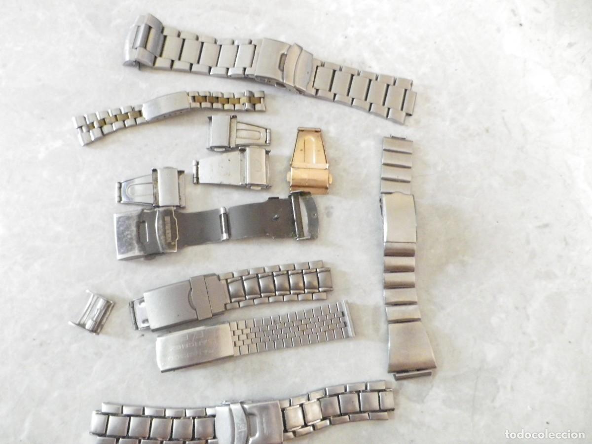 Recambios de relojes: 12 CIERRES DE RELOJ VINTAGE UNO DE TITANIO LOTUS FESTINA.. Y PARTES DE CORREA DE REGALO