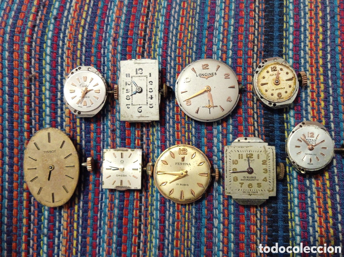Recambios de relojes: LOTE NUEVE MAQUINARIAS DE RELOJ VER FOTOS LONGINES OMEGA FESTINA ETC..