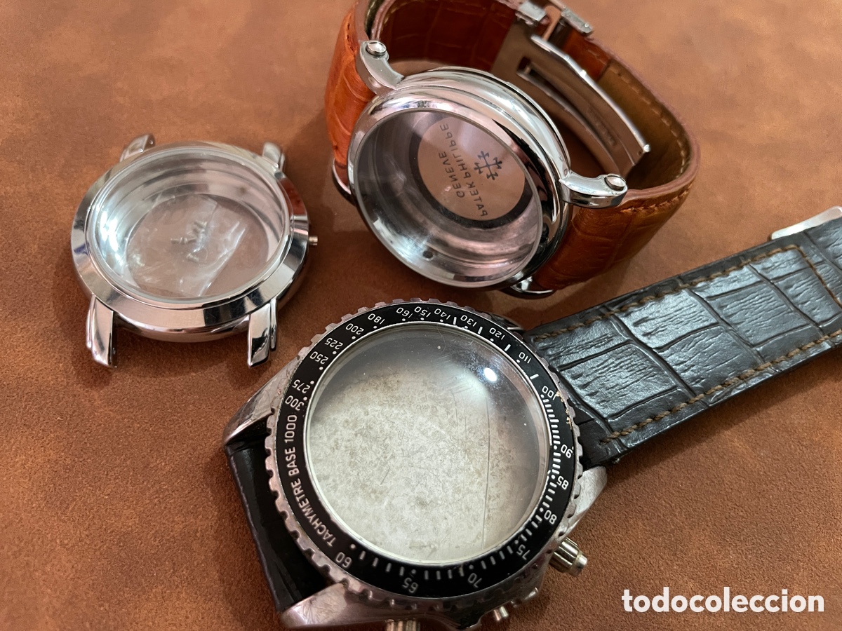 Recambios de relojes: Lote de cajas y correas de relojes de pulsera