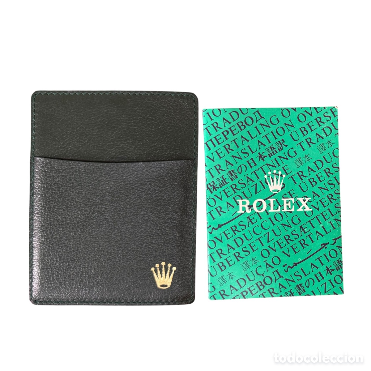 Recambios de relojes: ROLEX. Tarjetero de Piel Verde + Librito Oyster de 1991