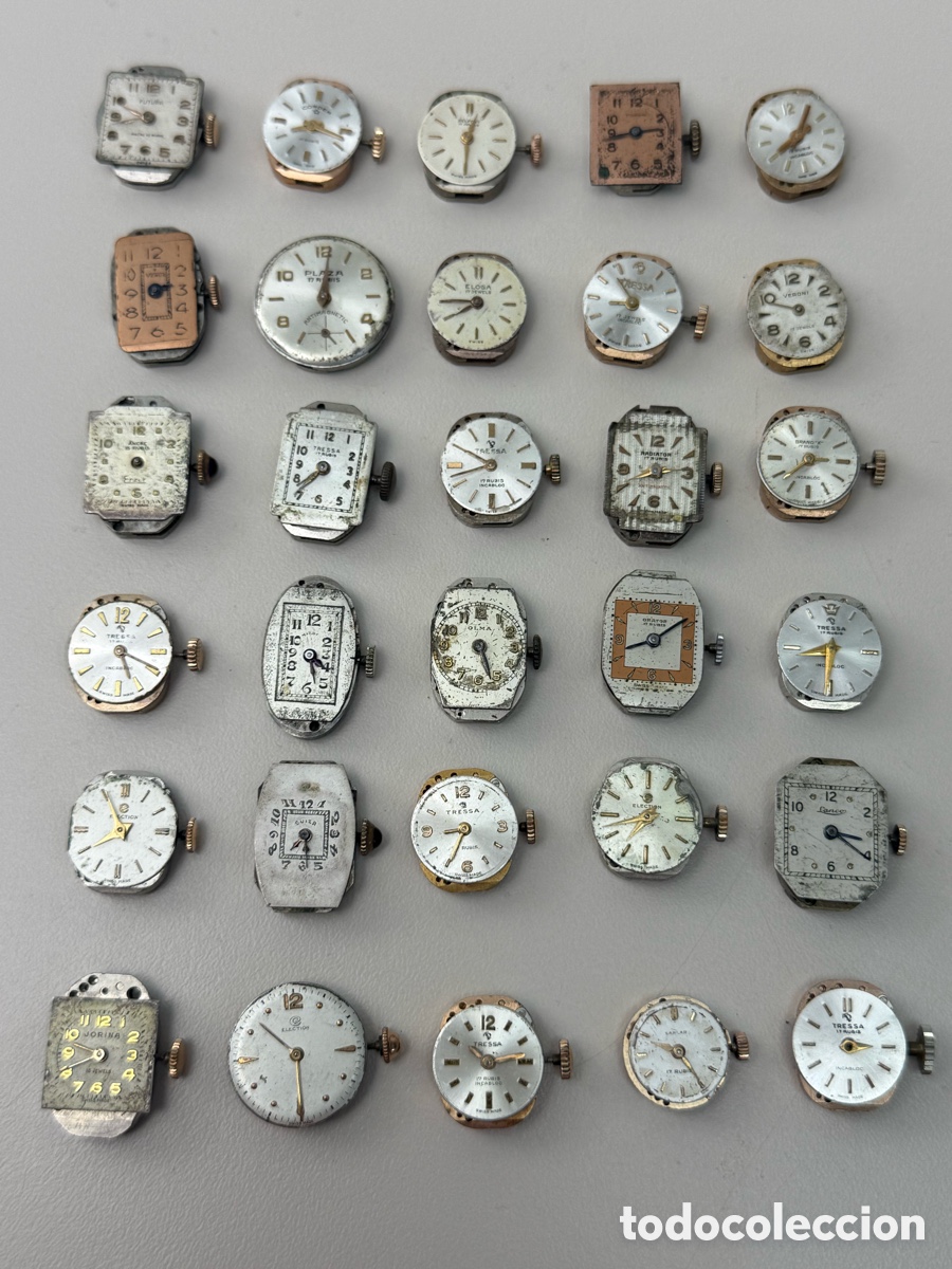 Recambios de relojes: Colecci&oacute;n 30 m&aacute;quinas antiguas para reloj de pulsera de diferentes calibres. Algunas funcionan