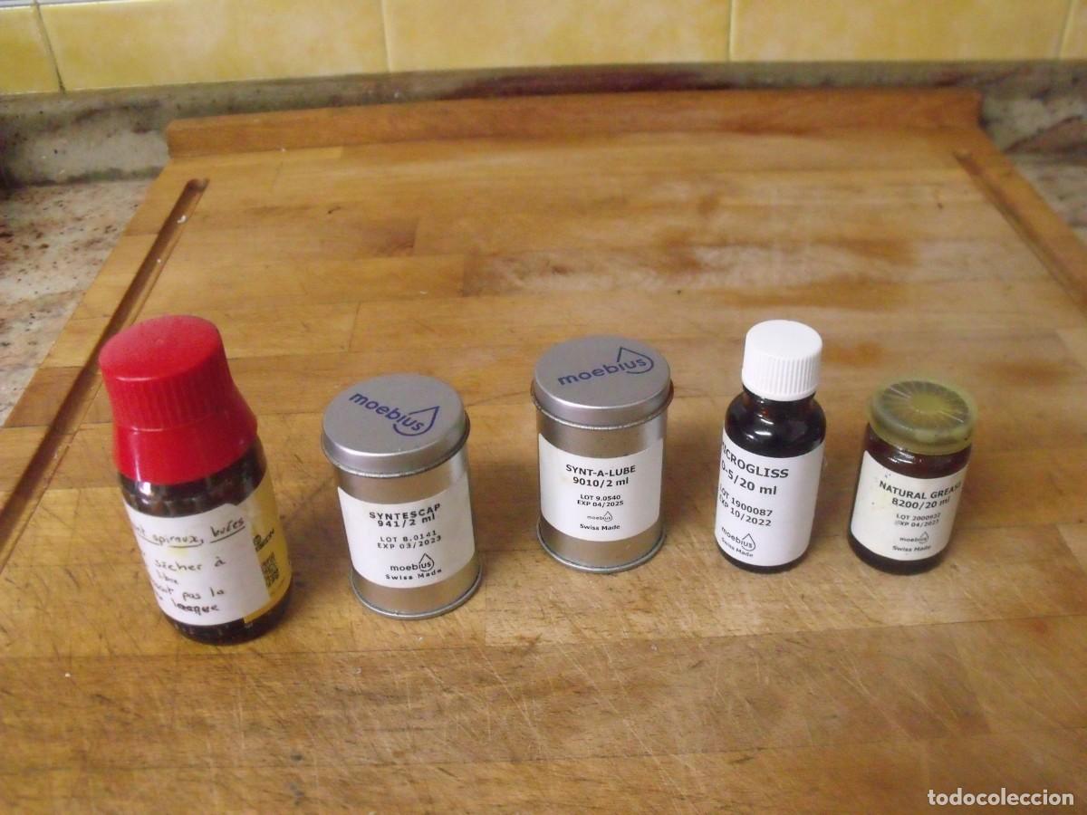 Recambios de relojes: 5 LUBRICANTES -MOEBIUS SUIZA- PARA TRABAJOS RELOJERIA-LOTE 675