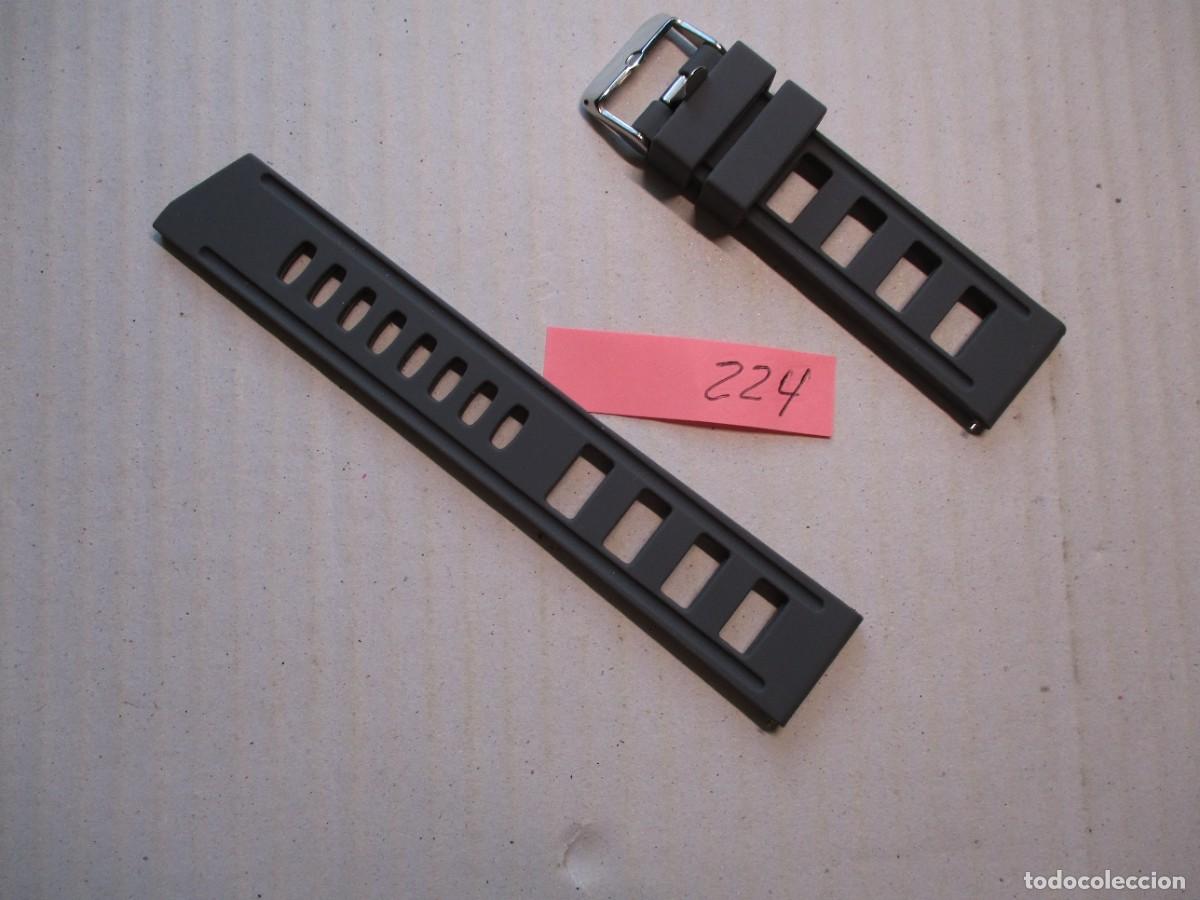 Recambios de relojes: CORREA RELOJ CAUCHO GRIS , NUEVA , LARGO 21.5 , ANCCHO 2.1 A 2.4 , CONECSION 2.2 CM.CON PASADORES
