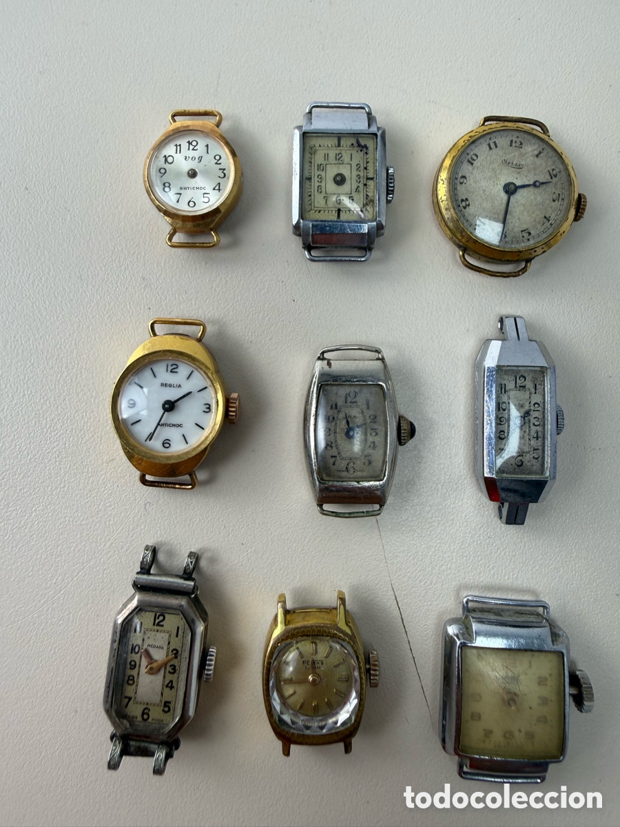 Recambios de relojes: Colecci&oacute;n 9 relojes de se&ntilde;ora antiguos sin pulsera.