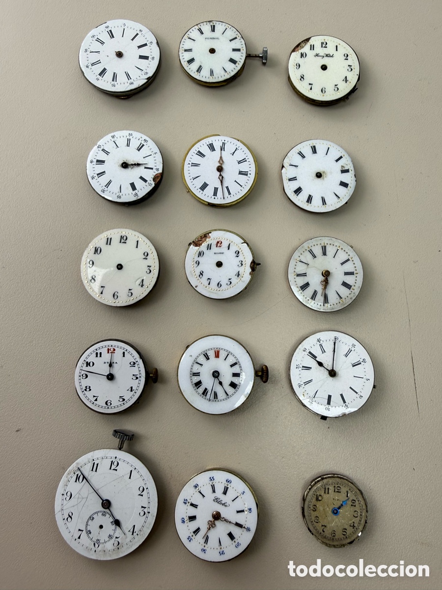 Recambios de relojes: Colecci&oacute;n 15 m&aacute;quinas de reloj de bolsillo para reparar o piezas