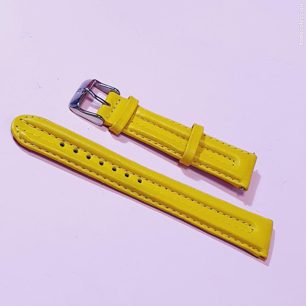 Recambios de relojes: CORREA RELOJ-MX ONDA-20 MM-GENUINA PIEL-AMARILLA-NUEVA-VER FOTOGRAF&Iacute;AS.