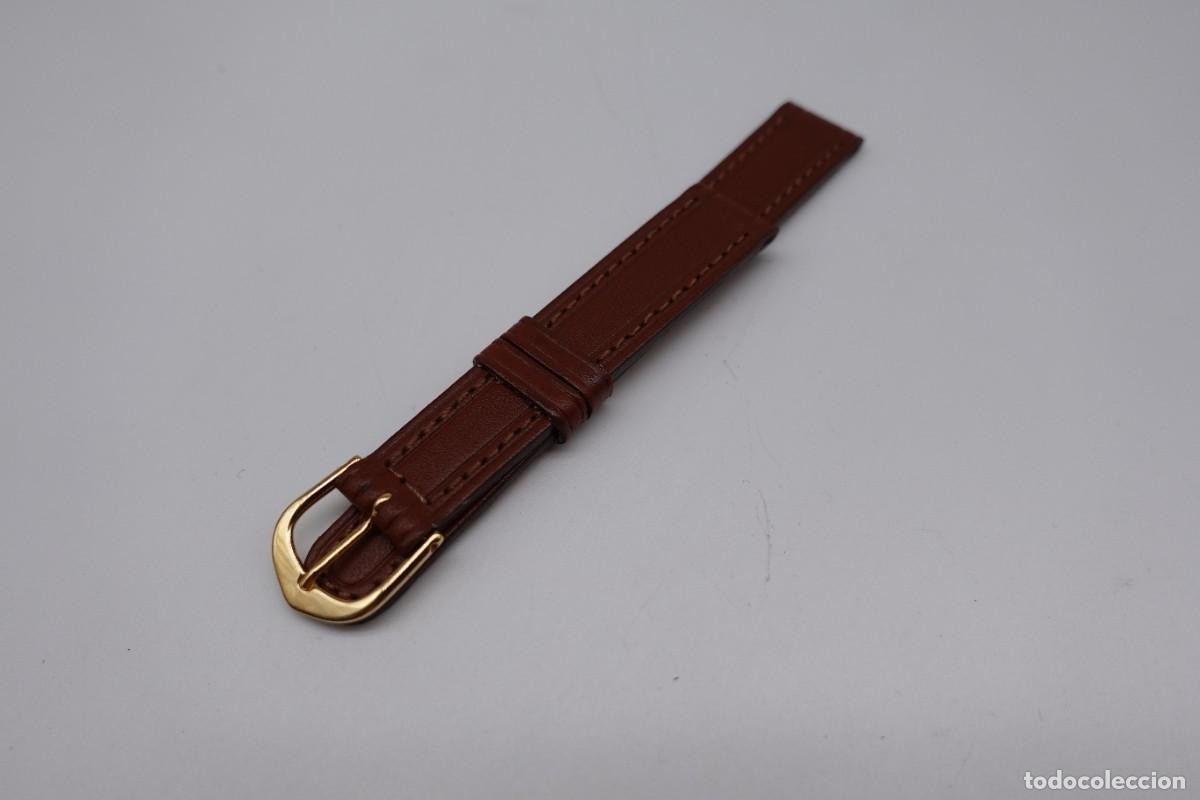 Pe&ccedil;as de reposi&ccedil;&atilde;o de rel&oacute;gios: CORREA DE RELOJ NUEVA DE TIENDA VINTAGE EN PIEL LISA MARR&Oacute;N CON COSTURA Y HEBILLA DORADA