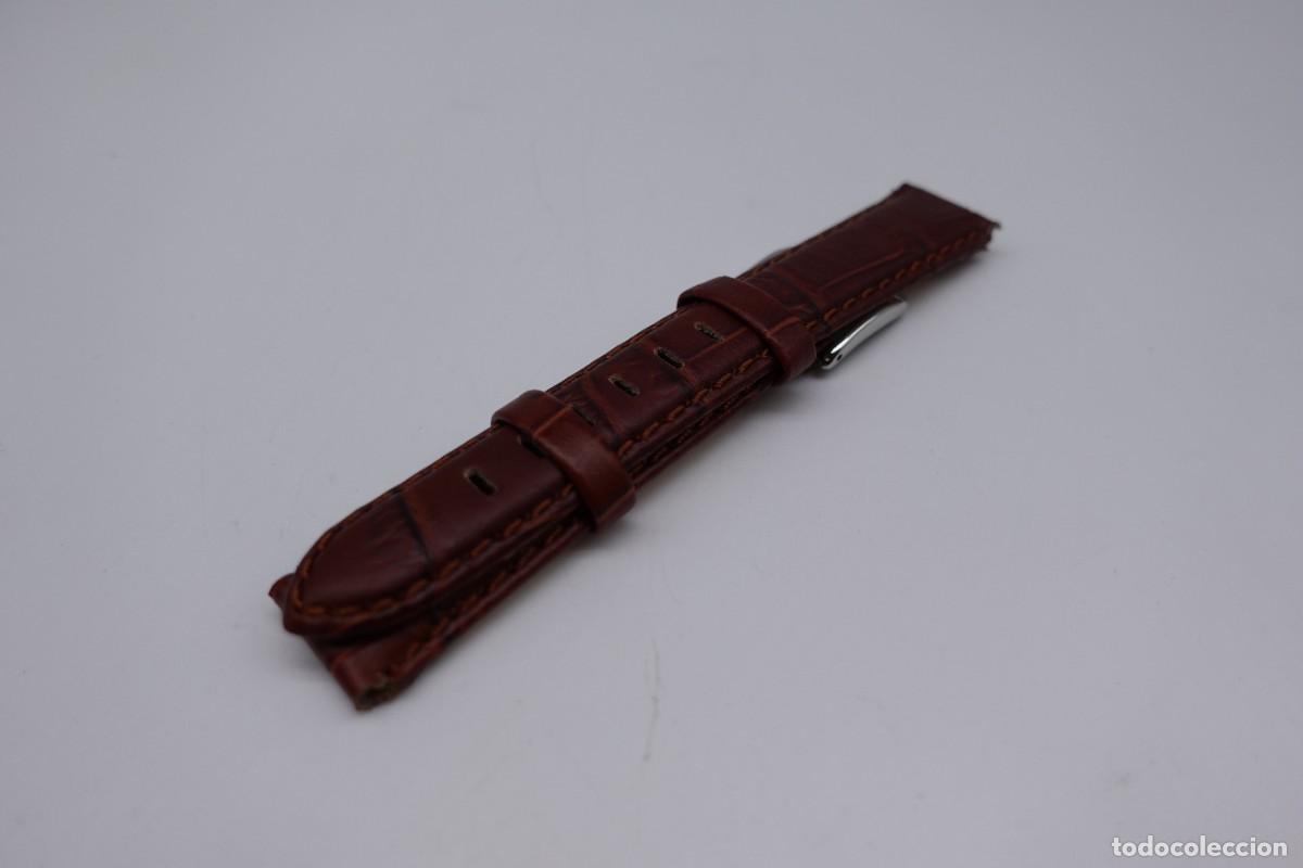 Ricambi di orologi: CORREA DE RELOJ NUEVA DE TIENDA EN PIEL MARR&Oacute;N TIPO COCODRILO ACOLCHADA CON HEBILLA PLATEADA
