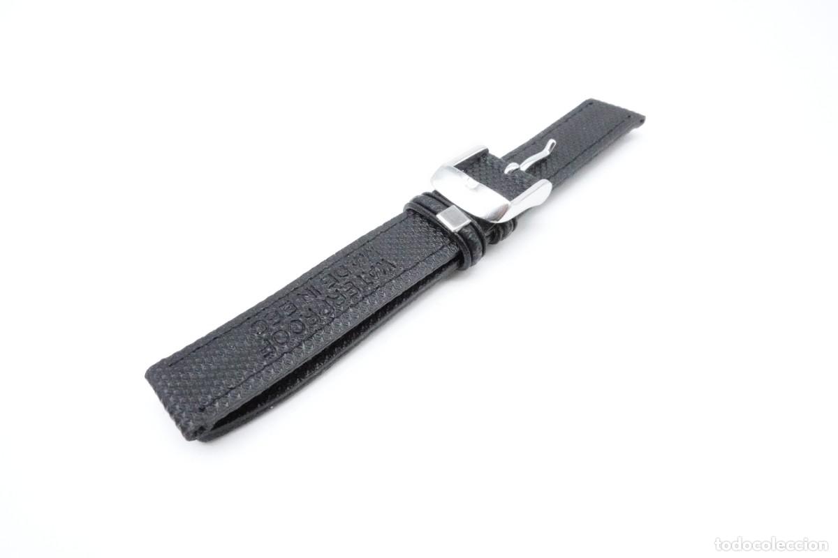 Pe&ccedil;as de reposi&ccedil;&atilde;o de rel&oacute;gios: CORREA DE RELOJ NUEVA DE TIENDA EN PIEL NEGRA WATERPROOF MADE IN EEC CON HEBILLA PLATEADA