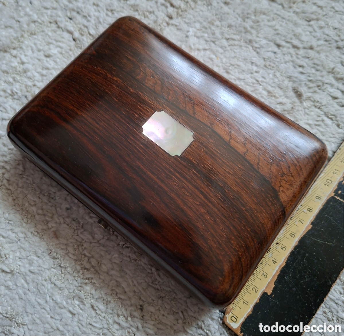 Recambios de relojes: Antigua Caja para Relojes de Bolsillo - Madera de Palisandro e Incrustaci&oacute;n de N&aacute;car - S. XIX