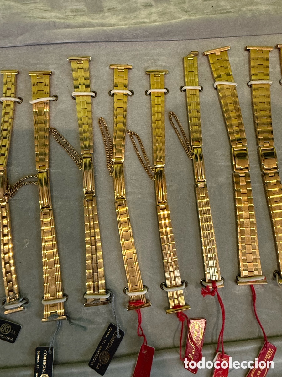 Recambios de relojes: Lote 10 Pulseras Vintage Doradas para Reloj Z.R.C. &ndash; Nuevas