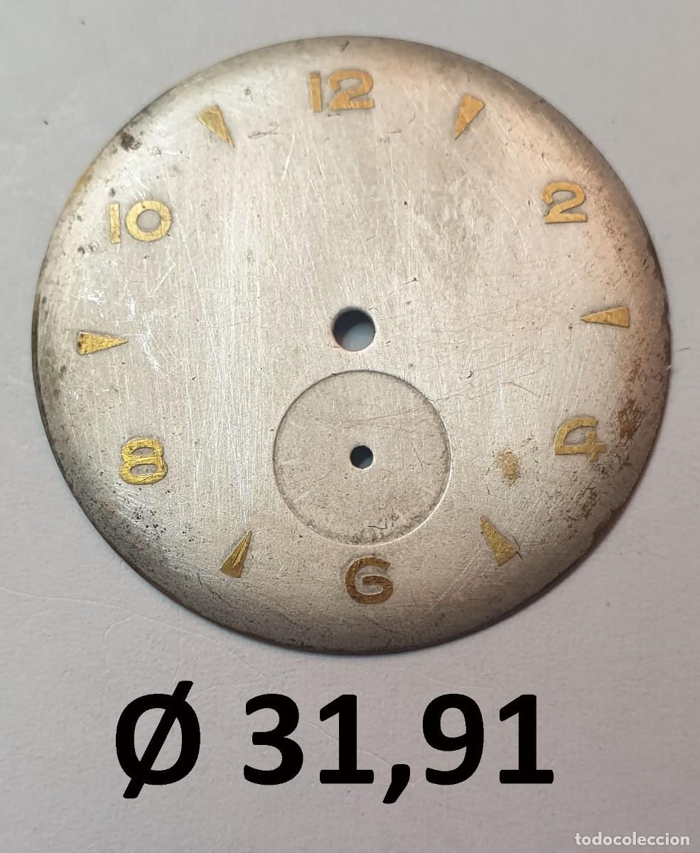 Recambios de relojes: Esfera de Reloj Vintage Estilo Art D&eacute;co - Segundero a las 6 e &Iacute;ndices Dorados - &Oslash; 31,91 mm -