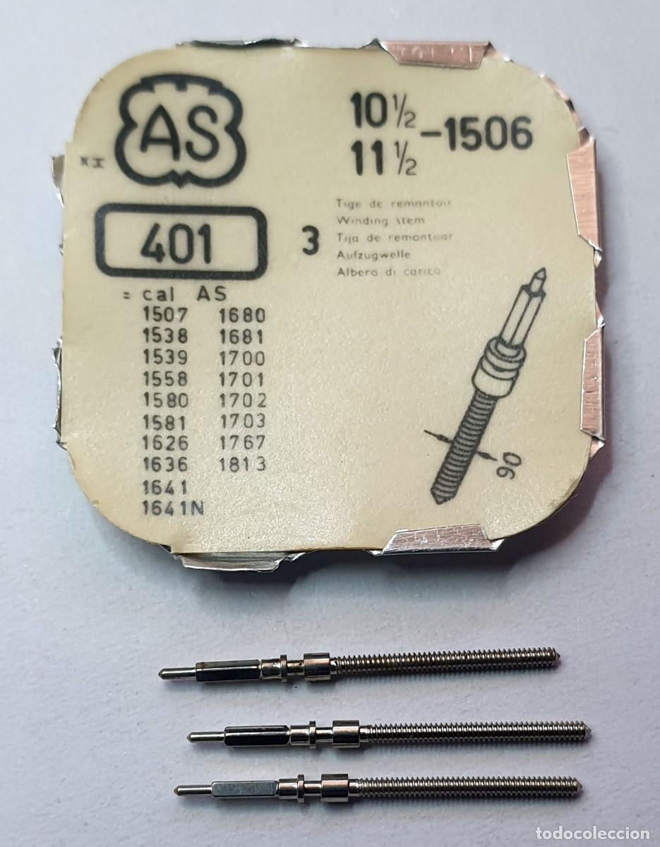 Recambios de relojes: Lote de 3 Tijas de Remontuar AS (A. Schild) 401 - Calibres AS 1506, 1507, 1680...