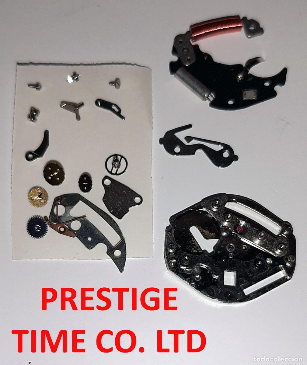 Recambios de relojes: Lote Despiece Mecanismo Cuarzo Prestige Time Co. Ltd - Platina, Bobina y Ruedas