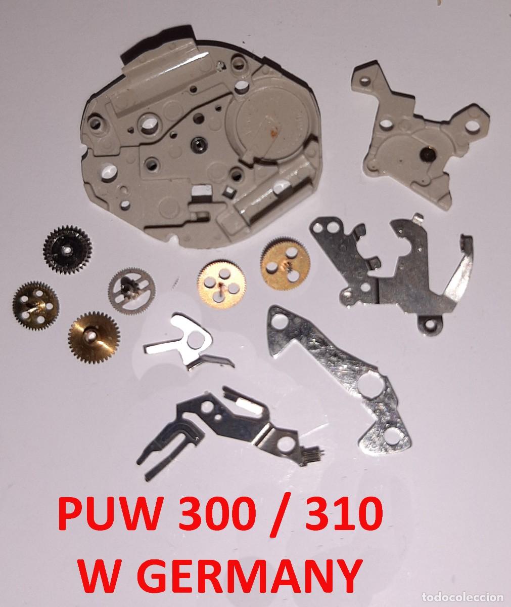 Recambios de relojes: Lote Despiece Mecanismo Cuarzo PUW 300 / 310 W. Germany - Platina, Puentes y Ruedas