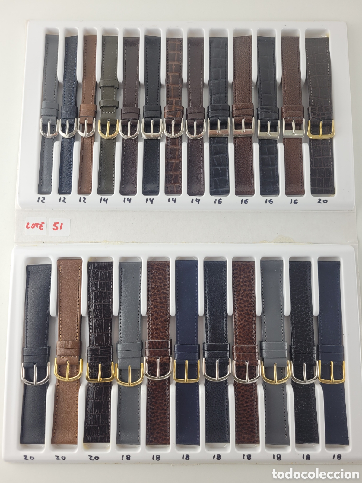 Recambios de relojes: Lote 24 correas de cuero para reloj 12,14,16,18,20mm surtido