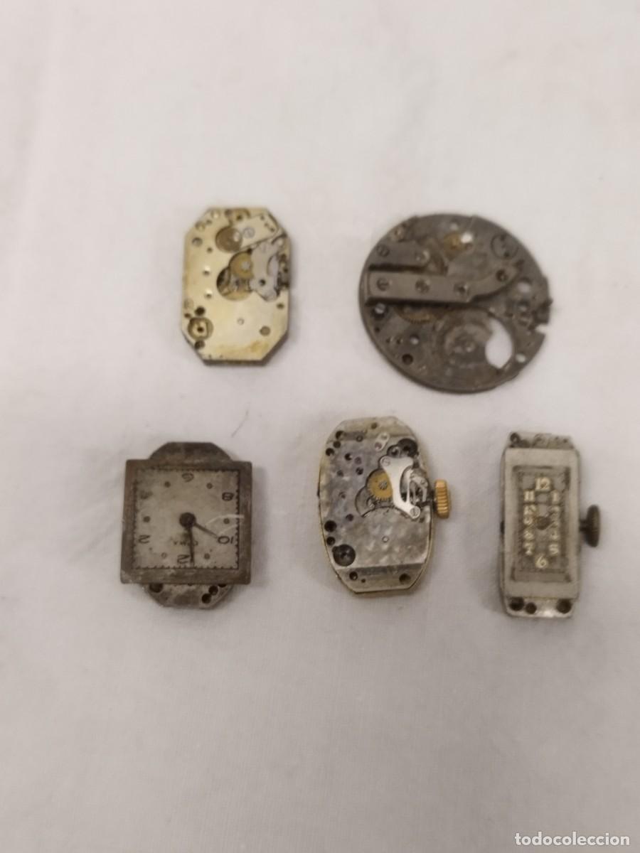 Recambios de relojes: Lote 5 maquinarias y movimientos de reloj mec&aacute;nico vintage. Para repuestos, restauraci&oacute;n, practicas.